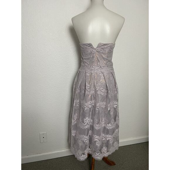 Cachet Dress Midi Strapless Embroidered Cocktail - Picture 7 of 12